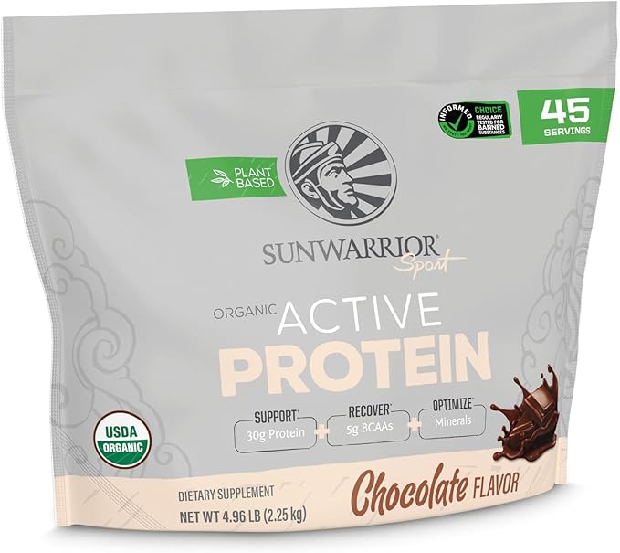 Sunwarrior Organic Plant Based Protein Powder | Vegan Organic Protein Powder with BCAA Amino Acids