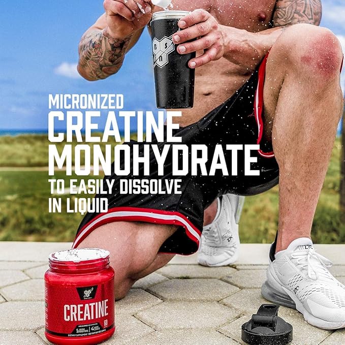 BSN Micronized Creatine Monohydrate Powder, Unflavored, 60 Servings, Supports Muscle Strength, 5g