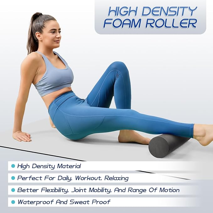 Foam Roller High Density Foam Roller Set for Deep Tissue Muscle Massage, 18" Trigger Point Fitness