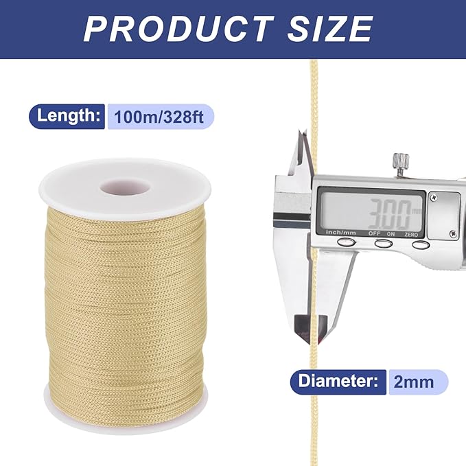 MECCANIXITY 1/12 Inch Polypropylene Rope Braided Ropes, 328ft Nylon Rope Hollow Utility Cord for