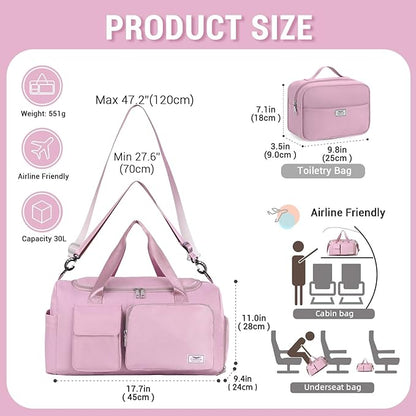 FIORETTO Women's Gym Duffle Bag with Shoes Compartment, 37L Capacity, Ideal for Travel, Gym
