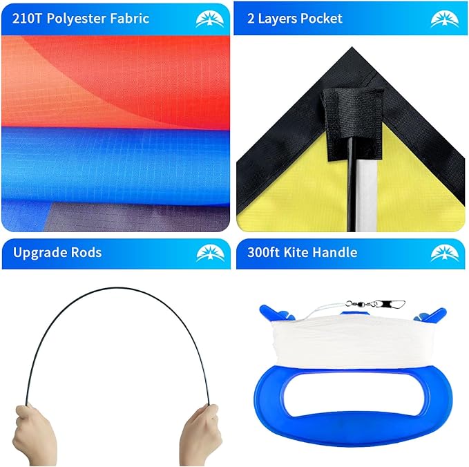 Xida Kites for Kids Ages 4-8, Large Kite for Adults, Easy to Fly Beach Kites with Handle and