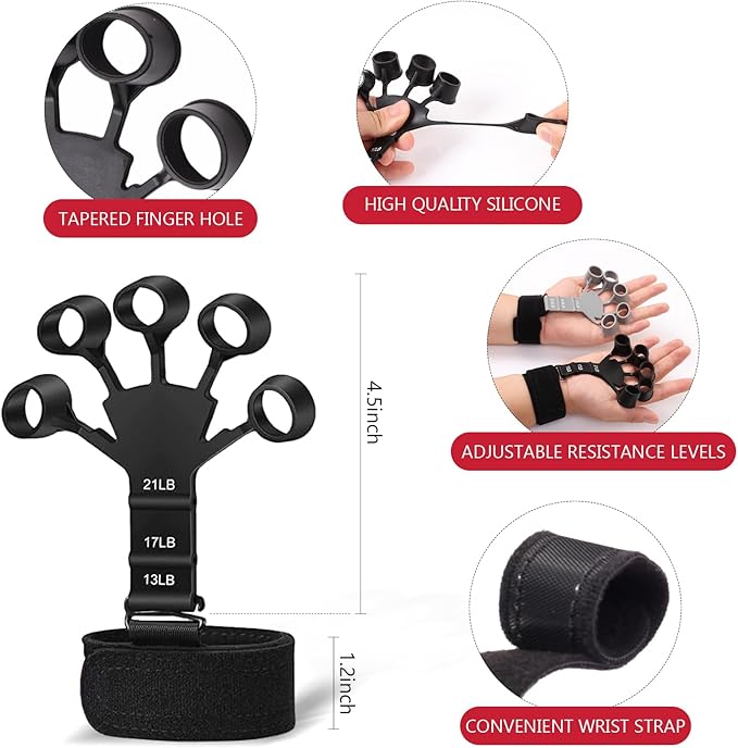 13 PCS Grip Strength Trainer Kit, Hand Gripper Strengthener, Forearm Strengthener, Finger
