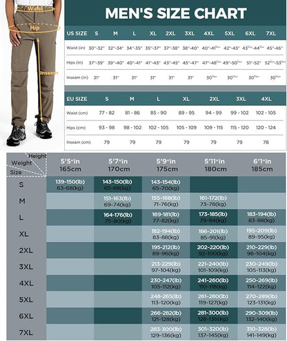 Wespornow Men's-Convertible-Hiking-Pants Quick Dry Lightweight Zip Off Breathable Cargo Pants for