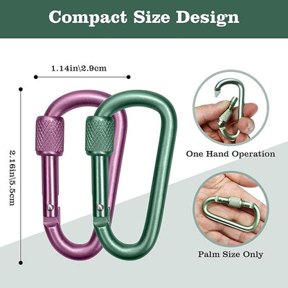 Carabiner, 2 inch D-Ring Locking Carabiner Clip, Snap Hook Sport Accessories for Outdoor Camping