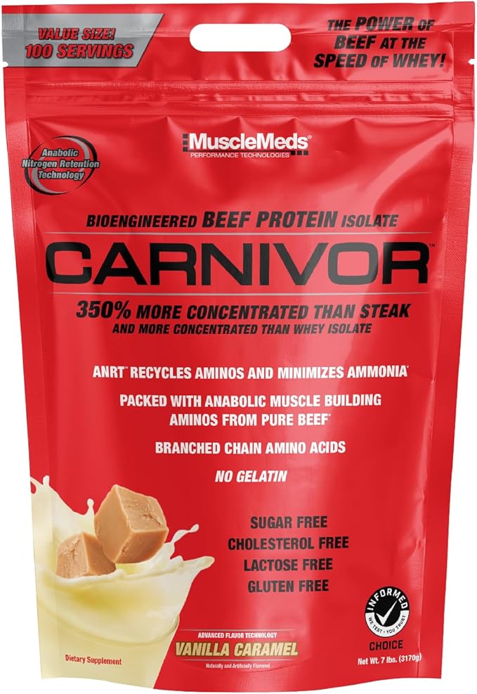 MuscleMeds Carnivor Beef Protein Isolate, 0 Lactose, 0 Sugar, 0 Fat, 0 Cholesterol, Halal