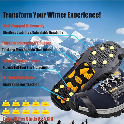 Ice Cleats for Shoes and Boots, Ice Snow Traction Cleats Grippers, Non Slip Shoe Ice Grippers,10