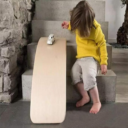 Gentle Monster Wooden Wobble Balance Board, 35 Inch Rocker Board Natural Wood, Kids Toddler Open