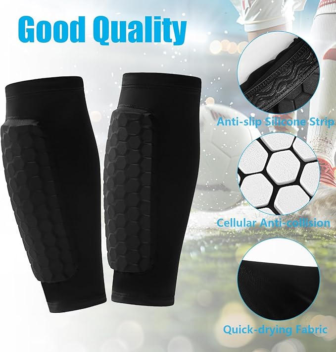 Soccer Shin Guards Shin Pads for Kids Youth Adult, Calf Compression Sleeve with Honeycomb Pads
