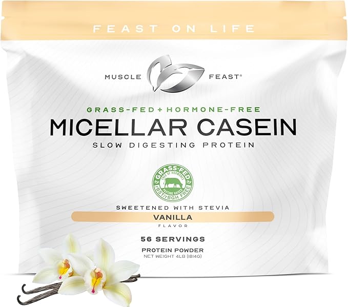 Muscle Feast Grass Fed Micellar Casein Protein Powder, Pasture Raised & Hormone Free, Slow