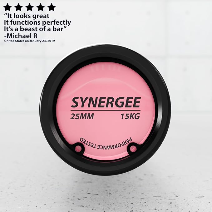 Synergee Regional Olympic 20kg Men’s and 15kg Women’s Hard Chrome & Black Phosphate Barbells. Rated