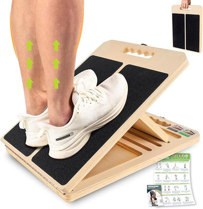 Slant Board for Calf Stretching, Adjustable Portable Wooden Incline Board for Calf Stretcher with