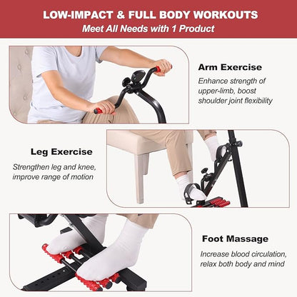 Pedal Exerciser Bike for Seniors, Hand Arm Leg and Knee Peddler Exercise Equipment, Elderly