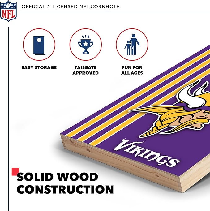 NFL 2' x 3' Solid Wood Cornhole Set with Direct Print HD Team Graphics – Great Gift for Any