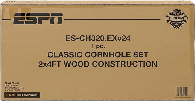 ESPN Cornhole Board Set Includes Bean Bags and Travel Case, Ideal for Kids Games, Family Games, and