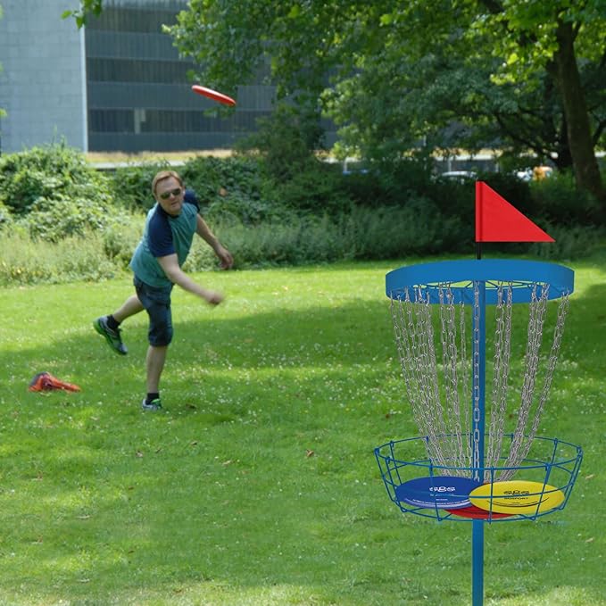 Disc Golf Basket with Discs | Portable Disc Golf Target with Heavy Duty 24-Chains Disc Golf Course