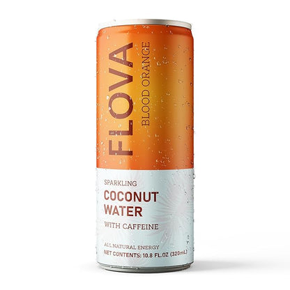 Flova Blood Orange Energy Drink, All Natural, Electrolytes and Minerals from Coconut Water, 4