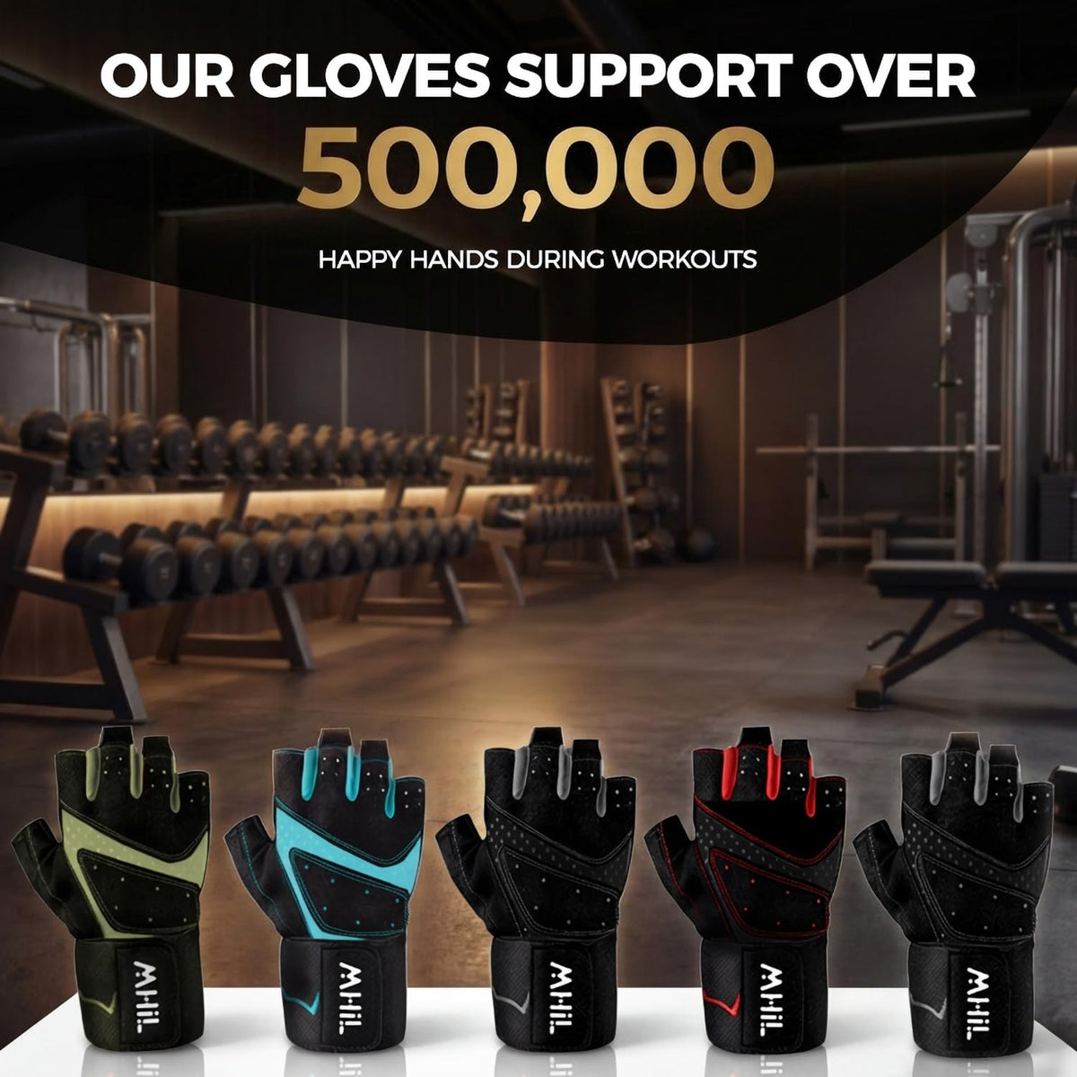 MhIL Workout Gloves for Men – Comfortable Gym Gloves for Men with Enhanced Grip for Safety and Hand