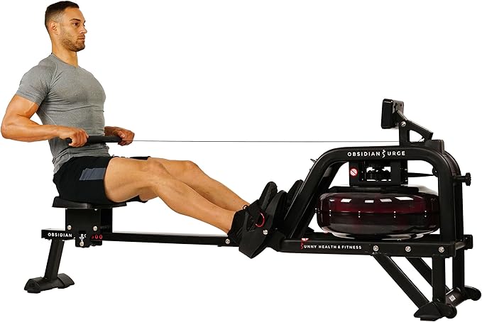 Sunny Health & Fitness Premium Water Rower w/Intensive Dynamic Real-Time Resistance, 300 LB