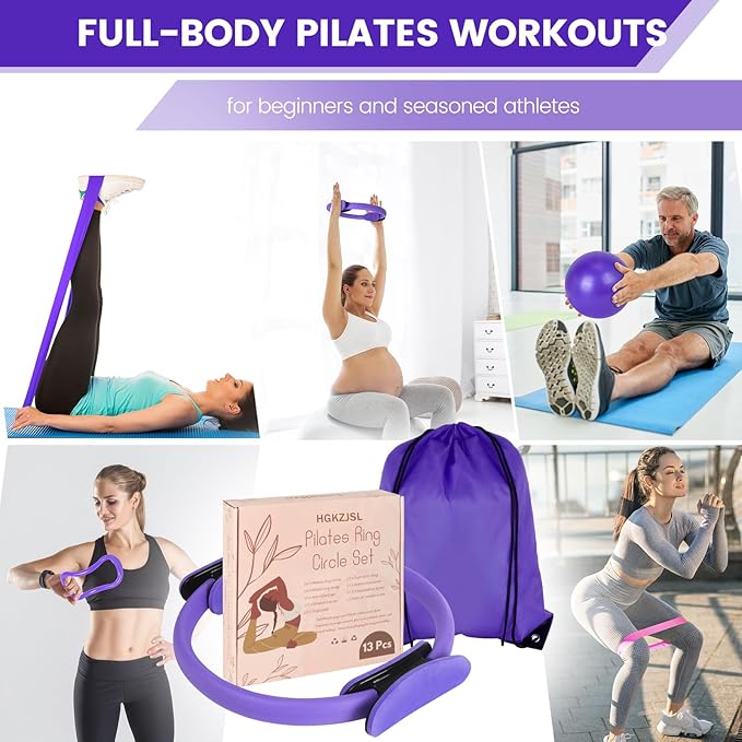 Home Pilates Essentials Kit for Women,Pilates Equipment Set with 9 Inch Yoga Ball,Figure 8