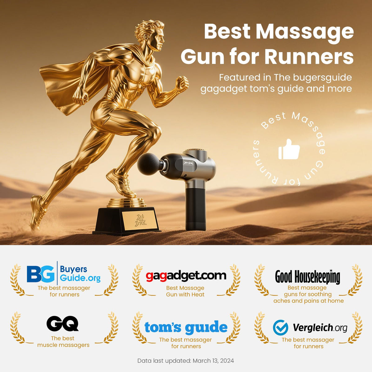 BOB AND BRAD C2 Massage Gun, FSA Eligible & HSA Approved Deep Tissue Percussion Massager Gun
