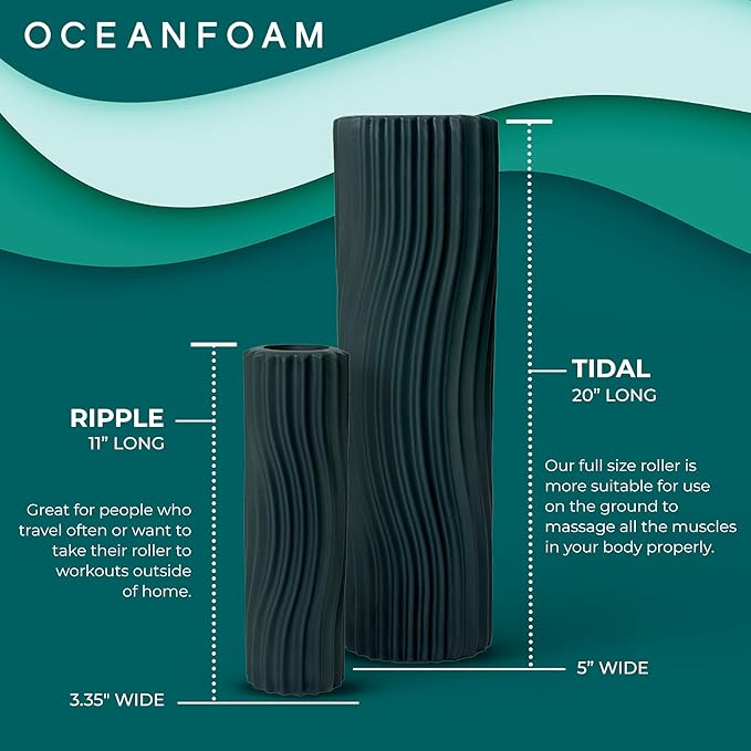 Oceanfoam Tidal Roller - Hunter - Muscle Massage Foam Roller for Back Pain & Stretching - Firm and