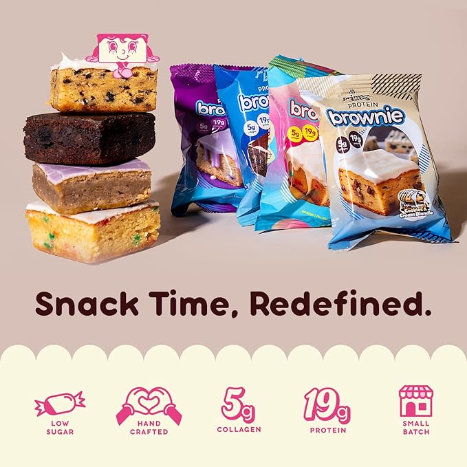 Prime Bites Protein Brownie, High Protein, Collagen Fortified Low Sugar Treat, Delicious Snack - 12