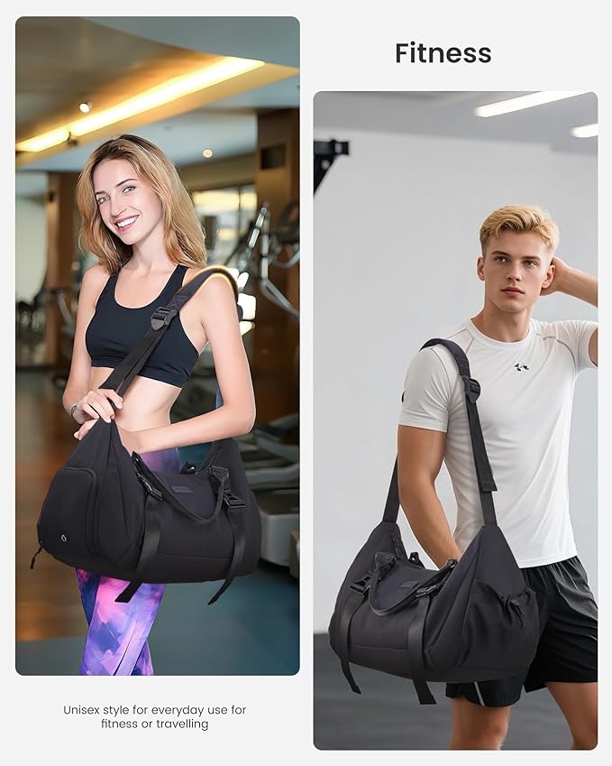 LOVEVOOK Gym Bag for Women Men, duffle bag for travel with shoe compartment, Small Gym Tote Dry Wet