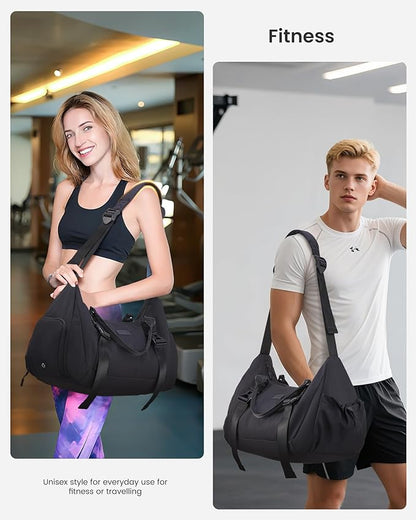 LOVEVOOK Gym Bag for Women Men, duffle bag for travel with shoe compartment, Small Gym Tote Dry Wet