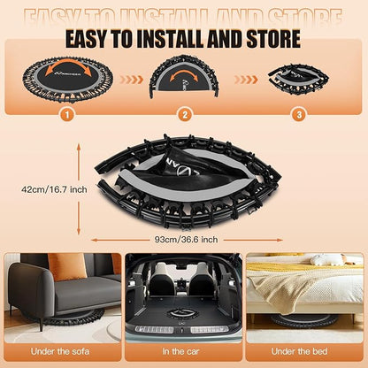 ANCHEER 40" Foldable Mini Trampoline,Max Load 450lbs/550lbs Indoor Trampoline,with 4 Level