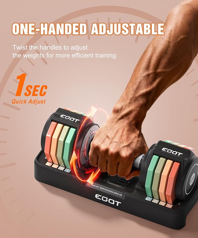 Adjustable Dumbbells Set/Single, 12.5LB/22.5LB/55LB 5 in 1 Free Adjustable Dumbbell Set with
