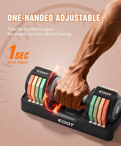 Adjustable Dumbbells Set/Single, 12.5LB/22.5LB/55LB 5 in 1 Free Adjustable Dumbbell Set with