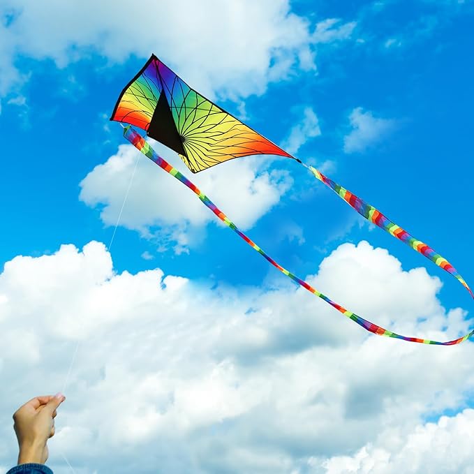 HONBO Large Delta Kite for Kids & Adults,Extremely Easy to Fly Kite for Beach Trip,String Line