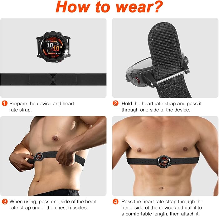 26mm QuickFit Heart Rate Chest Strap Compatible with Garmin Fenix 6X/6X Pro/7X/Fenix 8 51mm/5X/5X