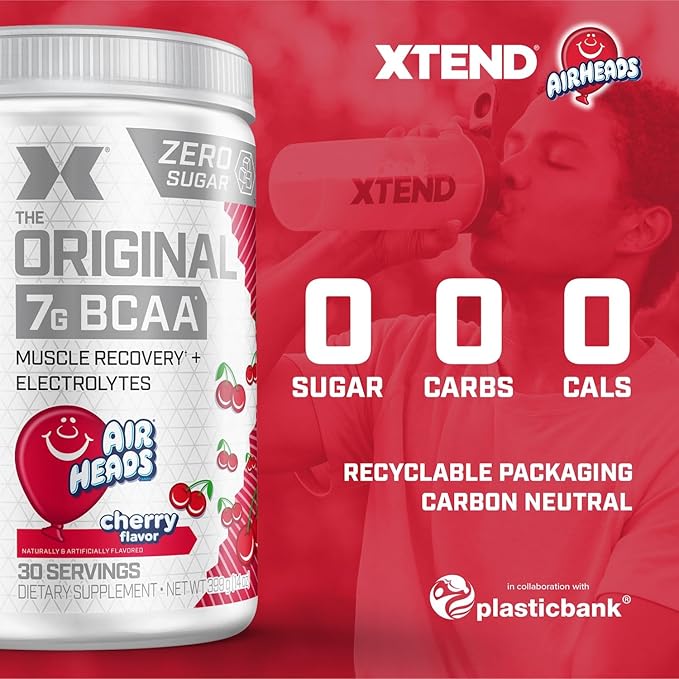 Original BCAA Powder Airheads Candy Flavor, 7g BCAA and 2.5g L-Glutamine, Sugar Free Post Workout