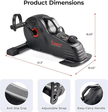 Sunny Health & Fitness Dual Function Under Desk Pedal Exerciser, Portable Indoor Cardio Mini Bike
