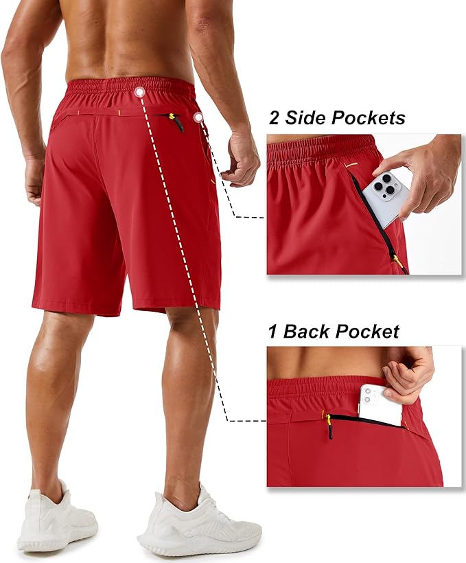 TACVASEN Men's Running Athletic Shorts 9" Quick Dry Workout Gym Shorts Lightweight Summer Shorts 3