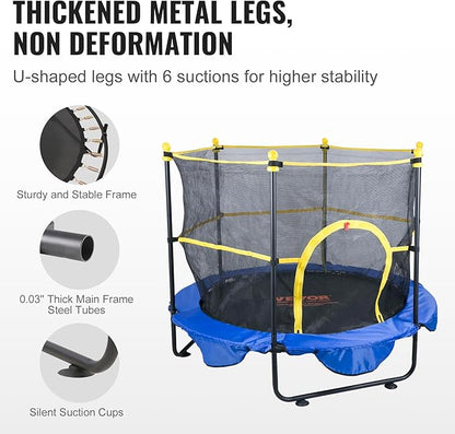 VEVOR 5FT Trampoline 50"/55"/56 * 35" for Indoor/Outdoor use for Toddlers, Foldable Mini Baby with