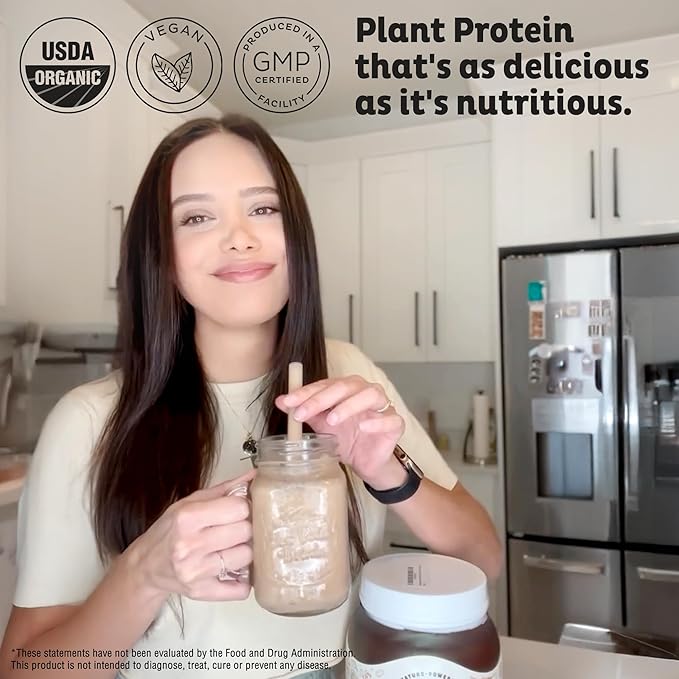 KOS Plant Based Protein Powder, Chocolate USDA Organic - Low Carb Pea Protein Blend, Vegan
