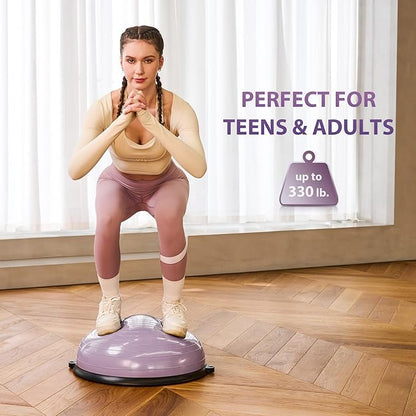 ZELUS Balance Ball Trainer with Resistance Bands and Foot Pump, Inflatable Yoga Ball for Home Gym