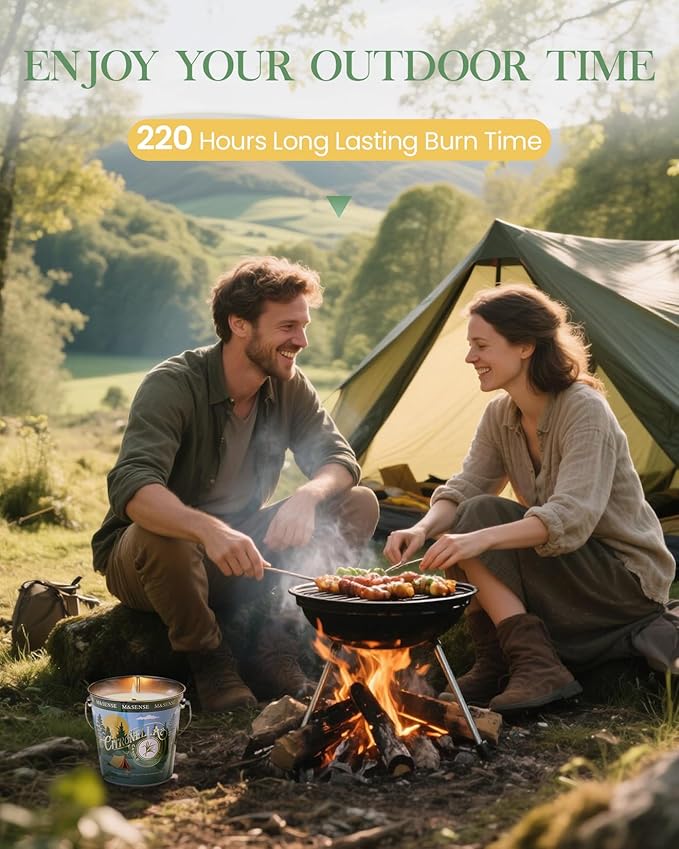 M&SENSE Citronella Candles Outdoor, 220 Hours Burn Citronella Oil Soy Candle for Patio Camping