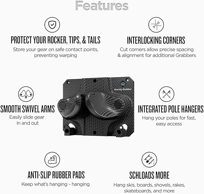 Ultimate Ski & Snowboard Wall Rack | Secure, Non-Slip Storage | Fits Any Ski/Board | Garage