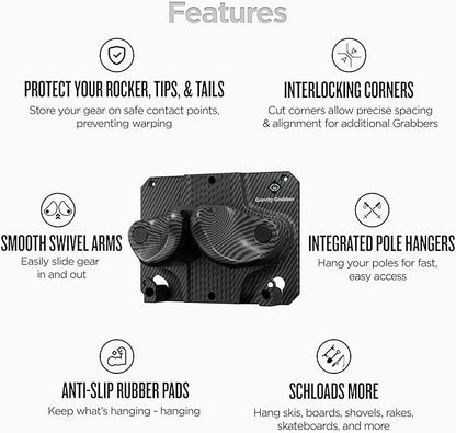 Ultimate Ski & Snowboard Wall Rack | Secure, Non-Slip Storage | Fits Any Ski/Board | Garage