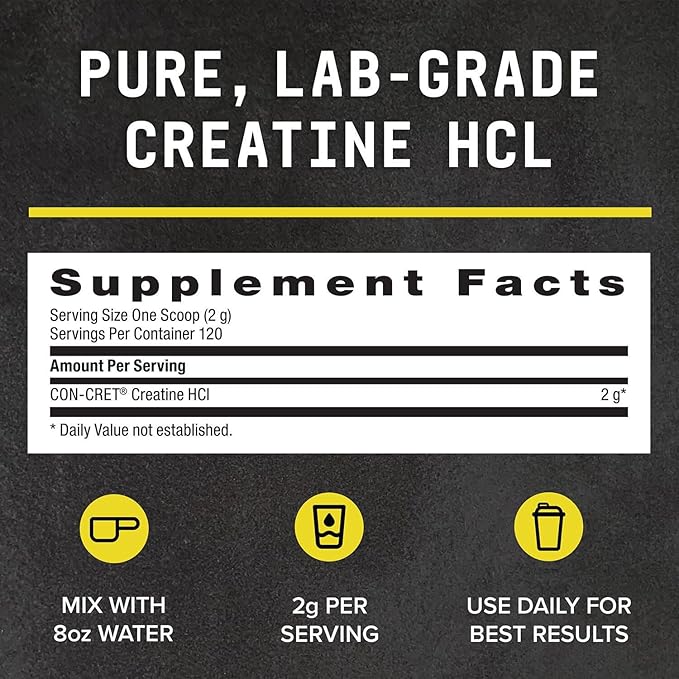 BEYOND RAW Science-Backed Creatine HCl Powder, Lab Grade, for Muscle Strength and Growth, Energy