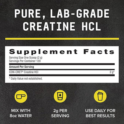 BEYOND RAW Science-Backed Creatine HCl Powder, Lab Grade, for Muscle Strength and Growth, Energy