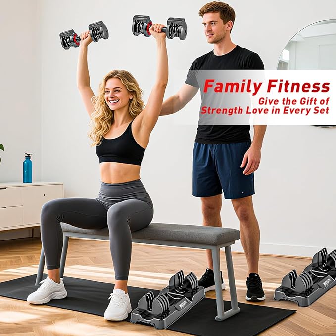 25/55lbs Adjustable Dumbbells Set, Dumbbells with Anti-Slip Metal Handle for Exercise & Fitness