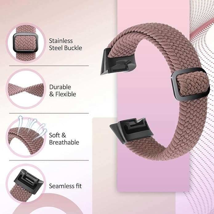 Elastic Braided Bands Compatible with Fitbit Charge 5/Fitbit Charge 6 for Women Men, Breathable