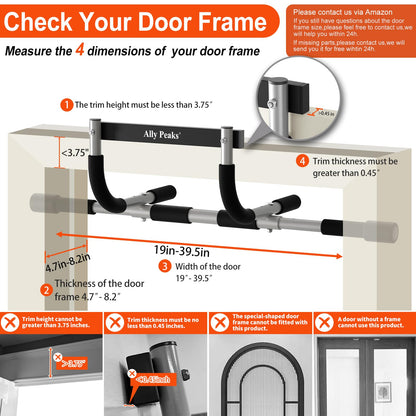Ally Peaks Pull Up Bar for Doorway,Multiple Levels Width Adjustable Pull Up Bar Accurately Match