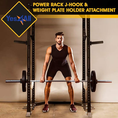 Yes4All Power Rack J-Hooks & Attachments ??Heavy Duty Barbell Holders Compatible with 2x2 & 3x3
