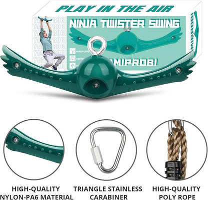 Swing Spins Set: 360° Handle Twist-Spin Flips Toy - Slackline Attachments Activate Play Powers